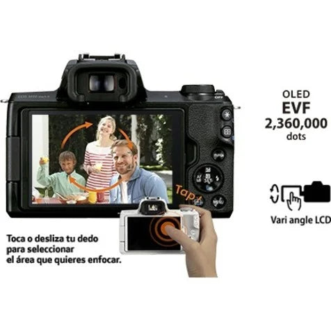 Canon EOS M50 Mark II 24.1 Megapixel Mirrorless Camera with Lens, 0.59", 1.77", Black