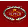 King Of Bling's Fashion Round Silver Cubic Zirconia Stones Bangle for Men/Womens 7 Inch
