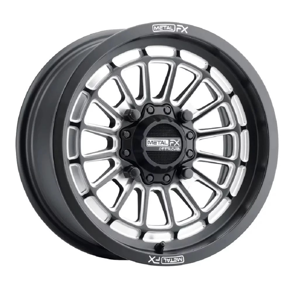 MetalFX Delta Contrast Cut 15" Wheels Bk 34" MotoVator Tires Can-Am Maverick X3 / Honda Pioneer 1000 / Talon