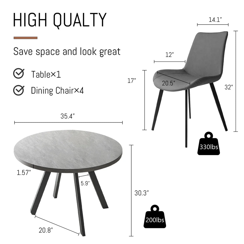 Round Dining Table Set, Mid Century Modern Round Dining Table 35 INCH, Leisure Coffee Table, Saving Space