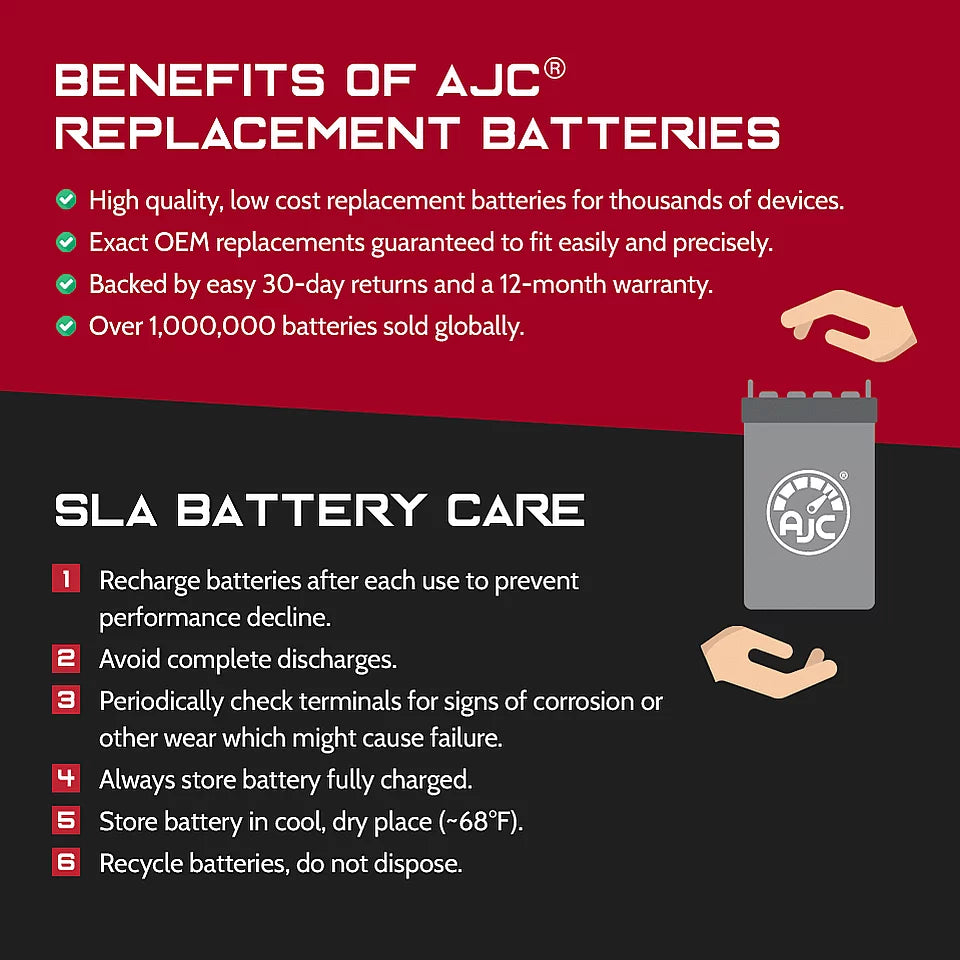 EVO 500 12V 12Ah Electric Scooter Battery - This Is an AJC Brand Replacement