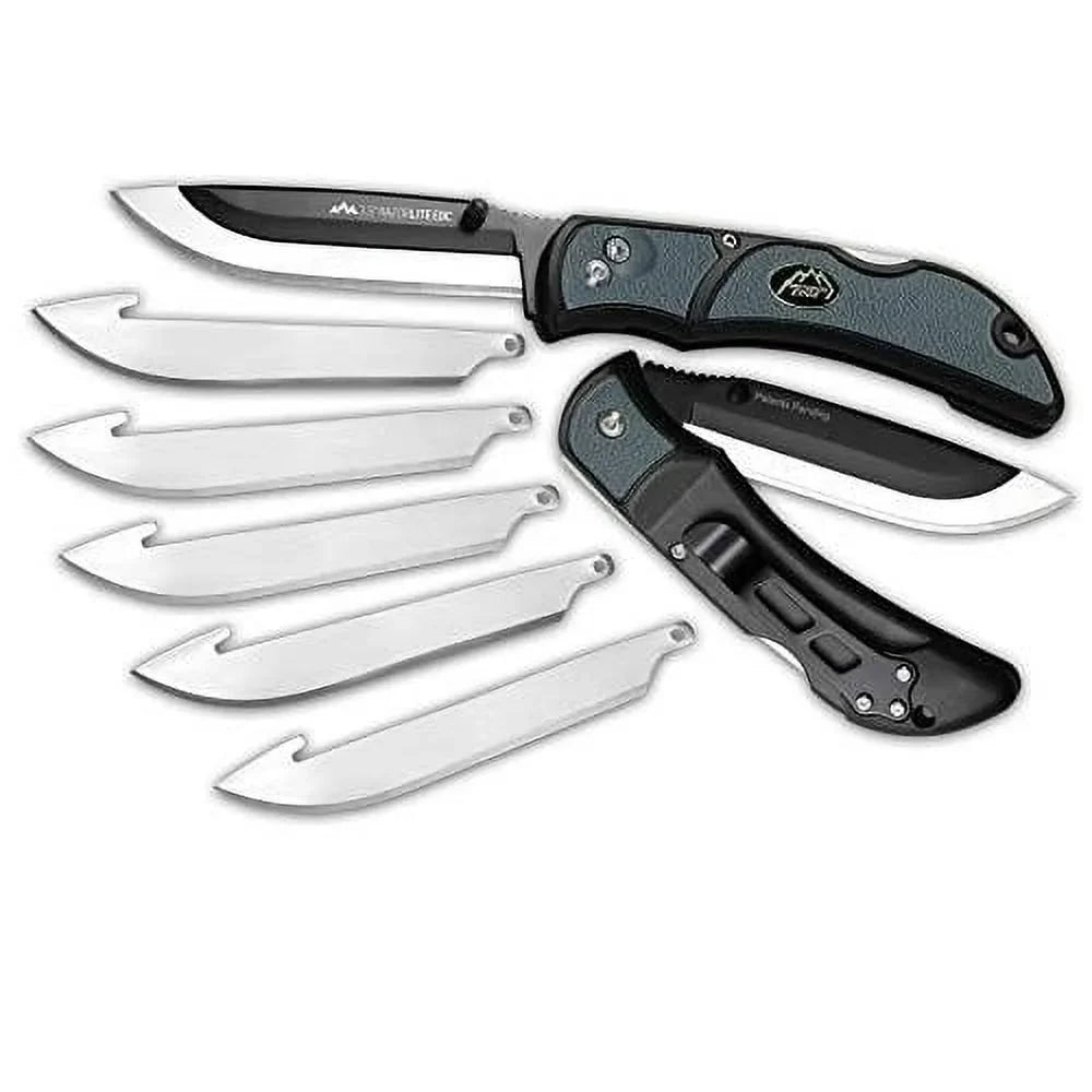 Outdoor Edge RLY50C Razor-Lite EDC 3.5" 420J2 Stainless Steel Drop Point Tanto Polymer Black, Gray Inserts