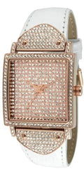 Couture J5667RG Crystal Case Rose Gold White Leather Watch