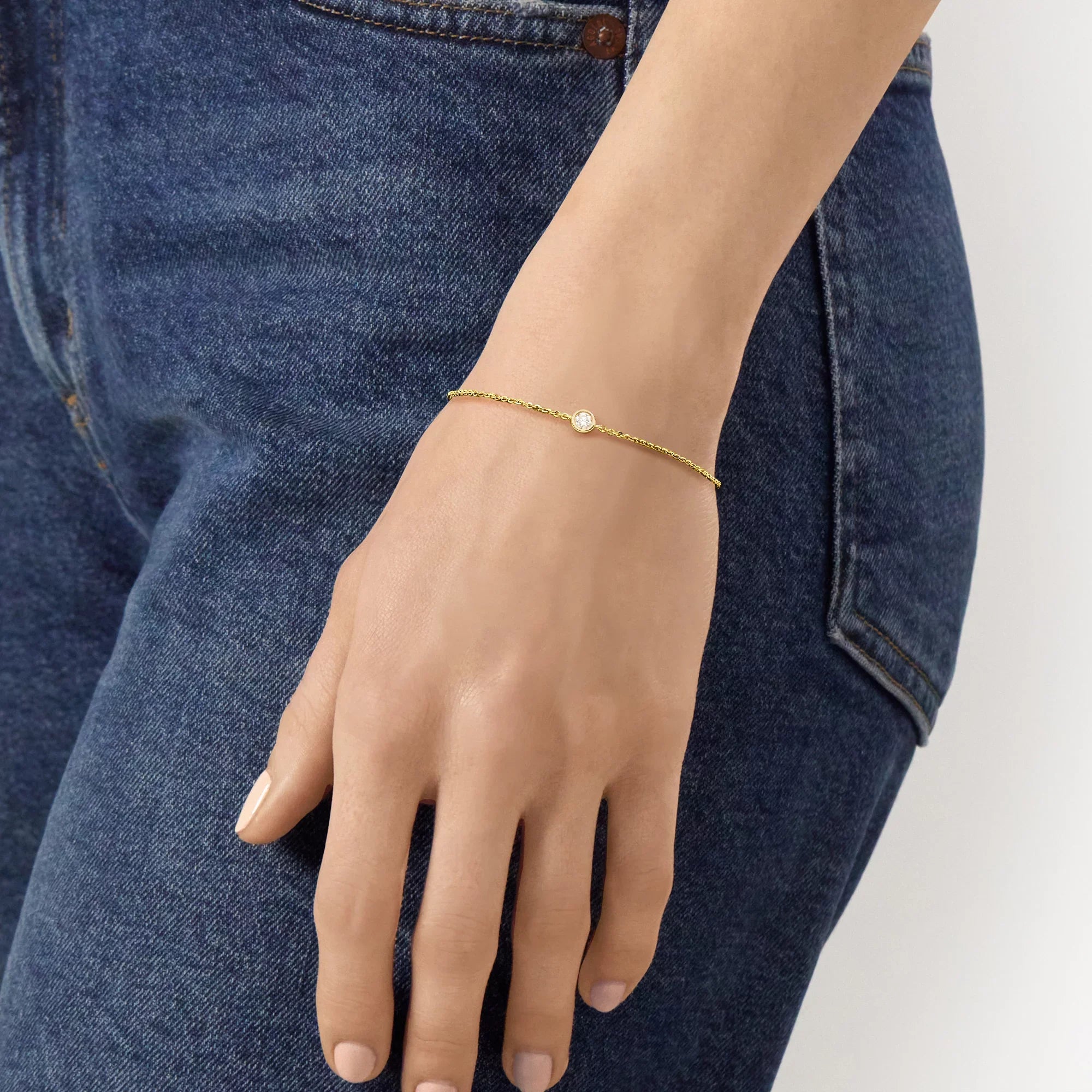 RS Pure by Ross-Simons 0.20 Carat Diamond Station Bracelet in 14kt Yellow Gold, Women's, Adult