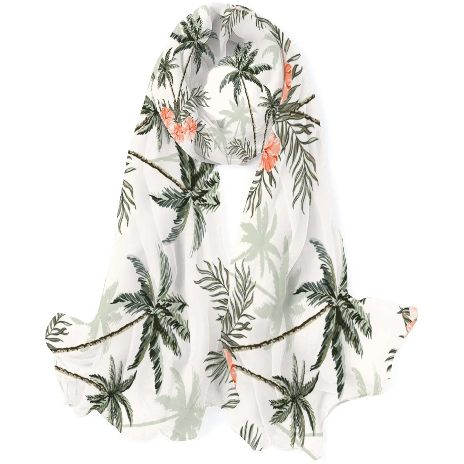 FREEAMG Palm Trees Silk Long Scarf for Women Large Oblong Sunscreen Shawls Wraps Neck Headscarf Hair Wraps Gift Packed