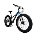 Mens Fat Tire Mountain Bike, 26-Inch Wheels, 4-Inch Wide Knobby Tires, 7-Speed, Steel Frame, Front and Rear Brakes 76x24.8x40in - Blue