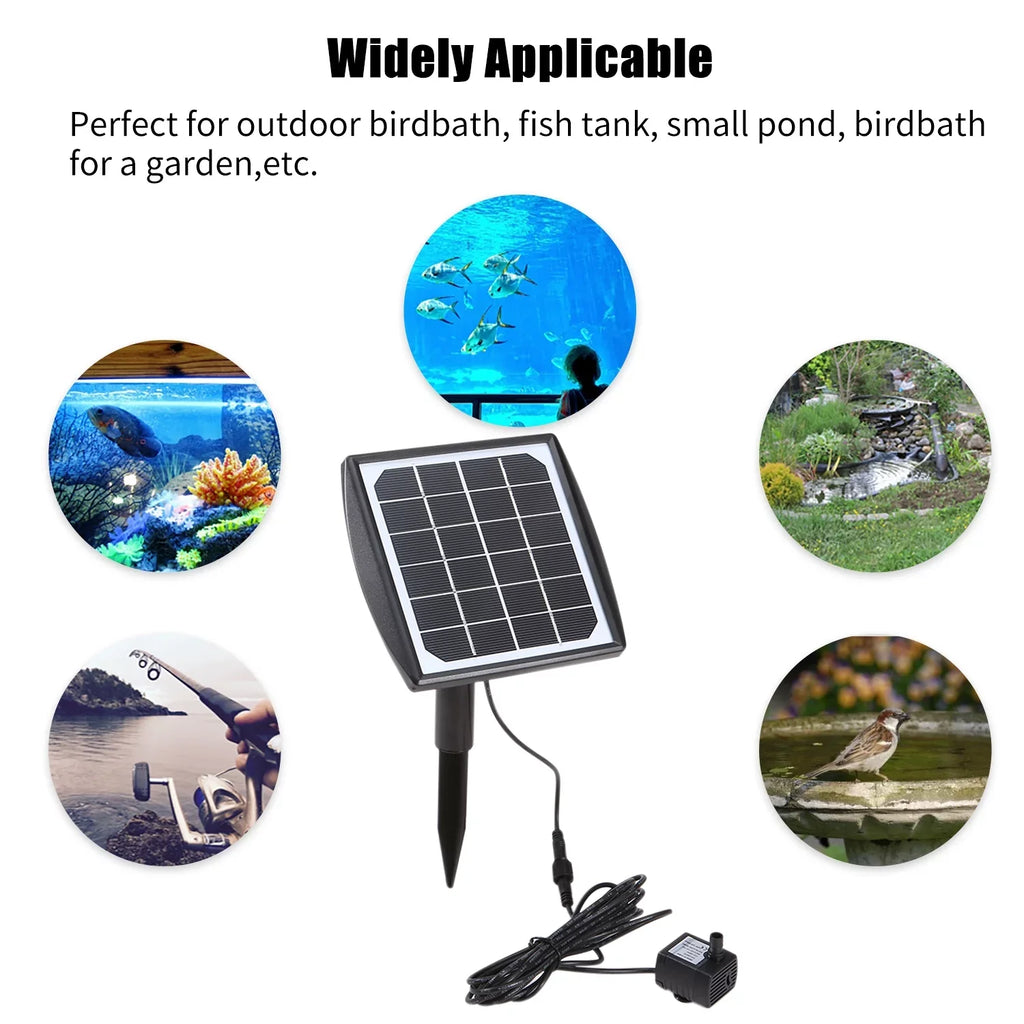 Lixada Solar Panel Water Pump Fountain Pump Adjustable for DIY Birdbath Fish Tank Small Pond Patio Lawn Pool Garden