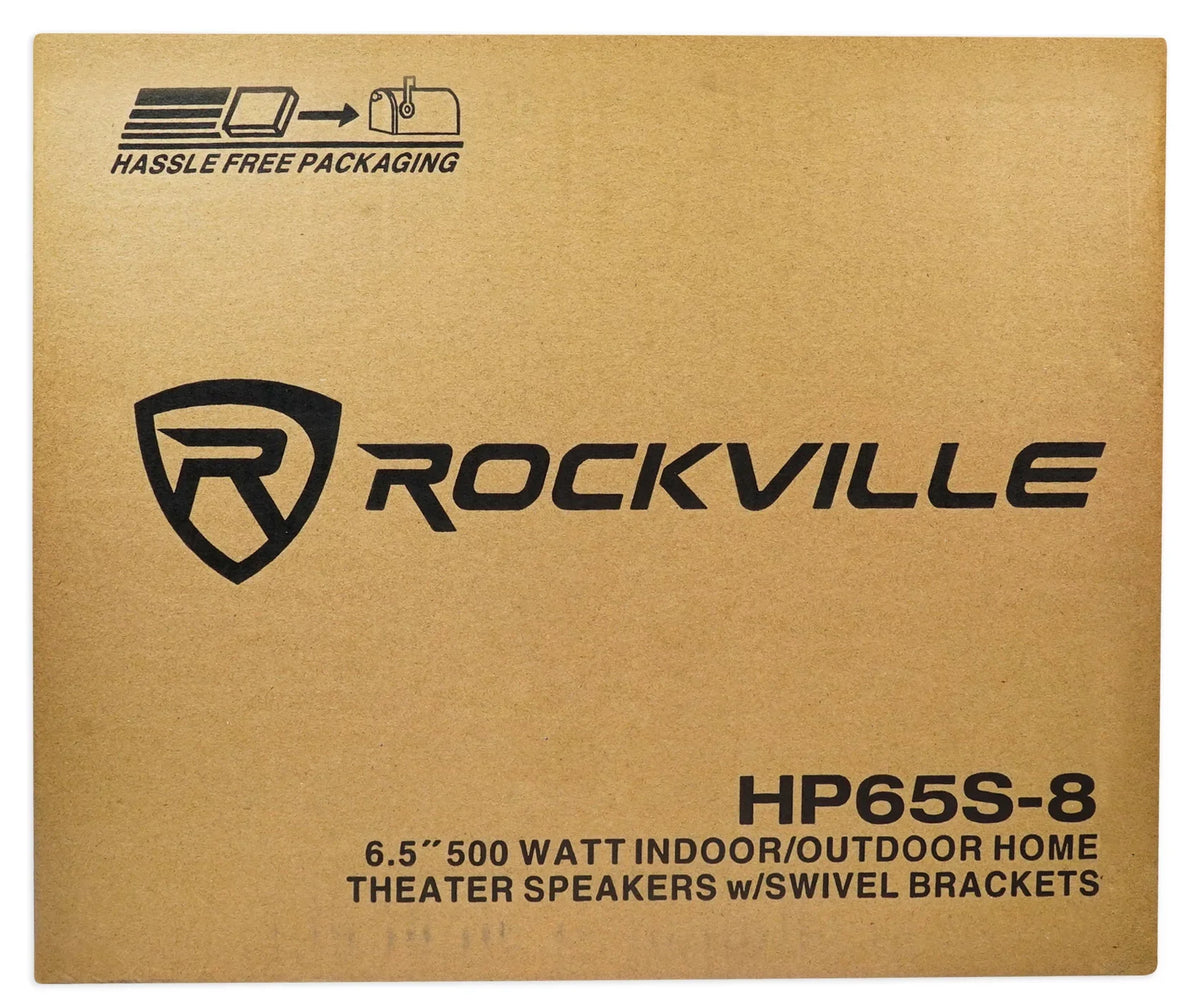 2) Rockville HP65S-8 6.5" Outdoor Patio Backyard Garden Speakers+Swivel Brackets