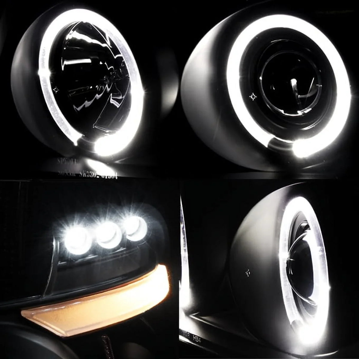 For 04-08 F150 Black Smoke Halo Projector LED Headlights + Full LED Taillights Fits select: 2004-2008 FORD F150
