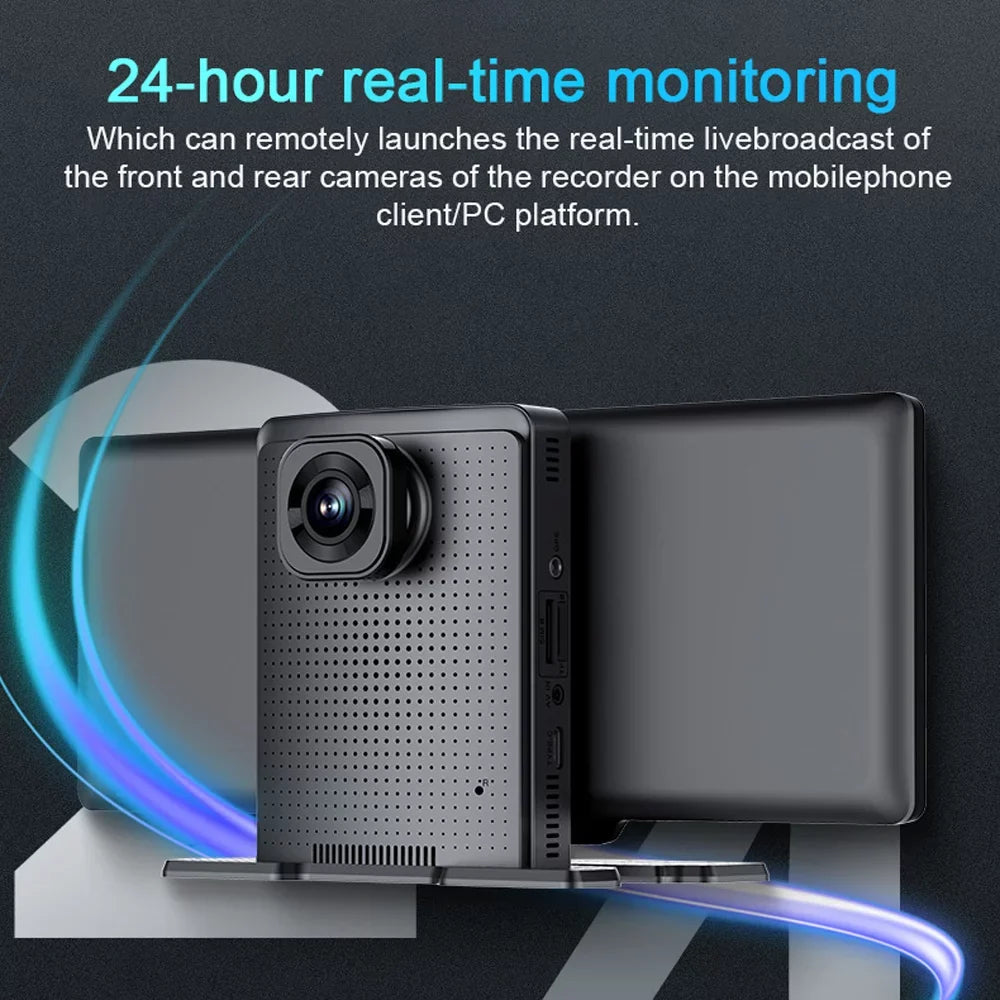 Tomshoo Multi-language Dual Lens Car Video Recorder Auto Dash Cam Car Recorder Night Viewing 10.26in DVR 170 Degree Wide Angle Car Global Positioning System Navigation