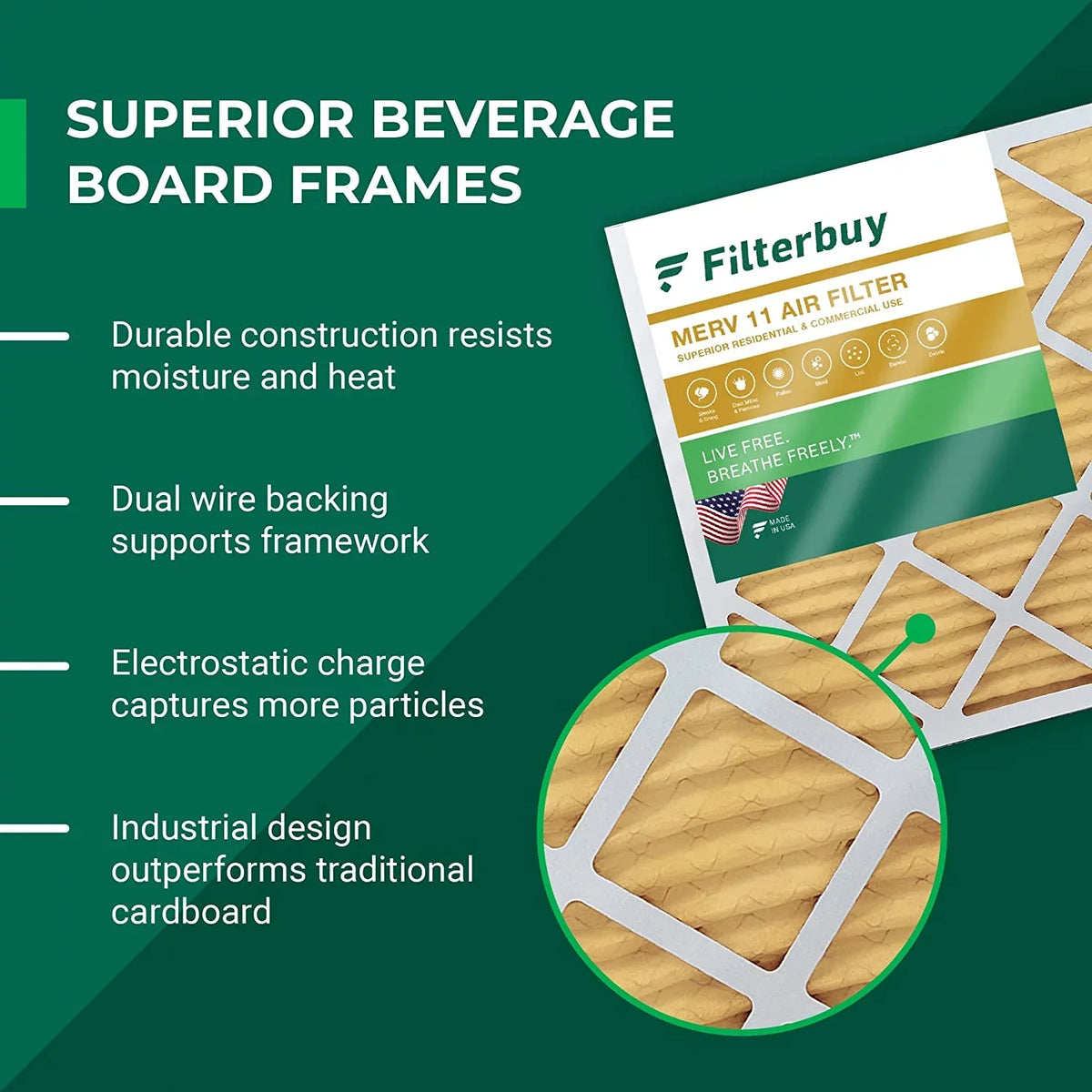 Filterbuy 20x32x1 MERV 11 Pleated HVAC AC Furnace Air Filters (5-Pack)