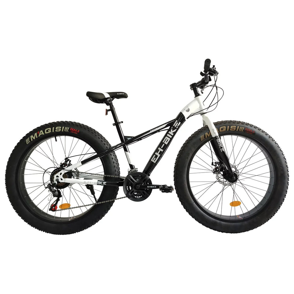 Mens Fat Tire Mountain Bike, 26-Inch Wheels, 4-Inch Wide Knobby Tires, 7-Speed, Steel Frame, Front and Rear Brakes 76x24.8x40in - Blue