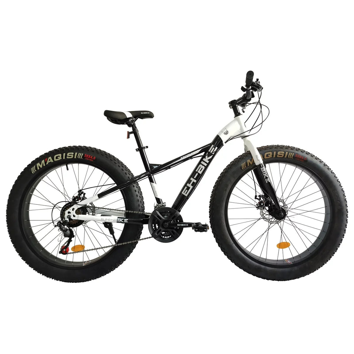 Mens Fat Tire Mountain Bike, 26-Inch Wheels, 4-Inch Wide Knobby Tires, 7-Speed, Steel Frame, Front and Rear Brakes 76x24.8x40in - Blue