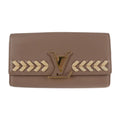 Pre-Owned LOUIS VUITTON Louis Vuitton Portefeuille Capucines Parnacea Long Wallet M62075 Taurillon Leather Taupe LV Logo Beige Gold Metal Fitting Genuine (Good)