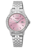 Seiko Women's SUR863 Pink Dial Steel Bracelet Swarovski Crystal Watch