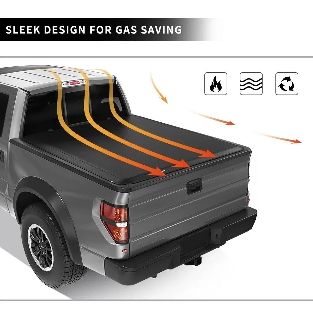 Ledkingdomus 6.4 ft Bed Soft Tri-Fold Truck Bed Tonneau Cover for 2019-2023 Ram 1500 Without Rambox