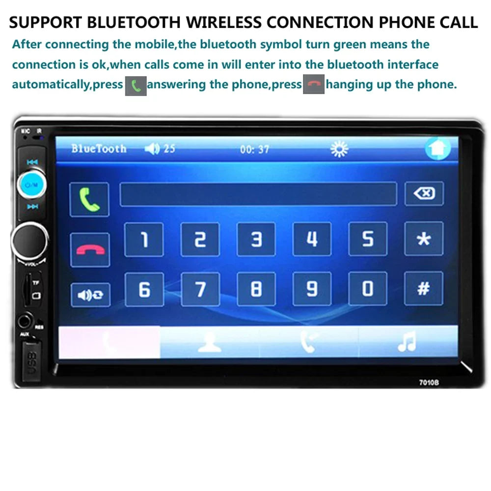 Polarlander Double Din Car Stereo Car Audio 7-inch HD Touch Screen Car radio Player Bluetooth with Multimedia SD USB FM AUX MP5/4/3 Mirror Link Function