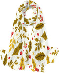 Hyjoy Christmas Leaf Flower Long Silk Neck Scarf Lightweight Shawl Wrap Scarves for Women Girls