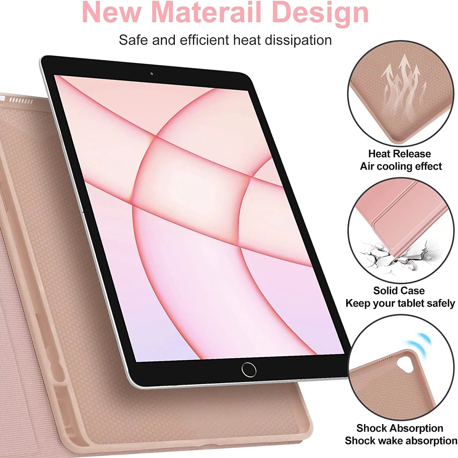 Kvago iPad Keyboard Case for Apple iPad Air 5th Gen 2022 Bluetooth Keyboard Built-in Pencil Holder Pink