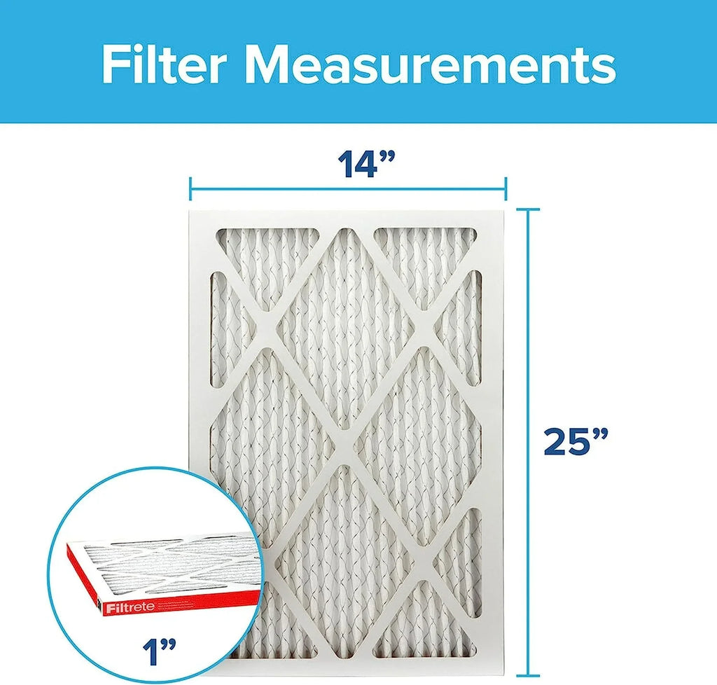 Filtrete 14x25x1 Air Filter, MPR 1000, MERV 11, Micro Allergen Defense 3-Month Pleated 1-Inch Air Filters, 2 Filters
