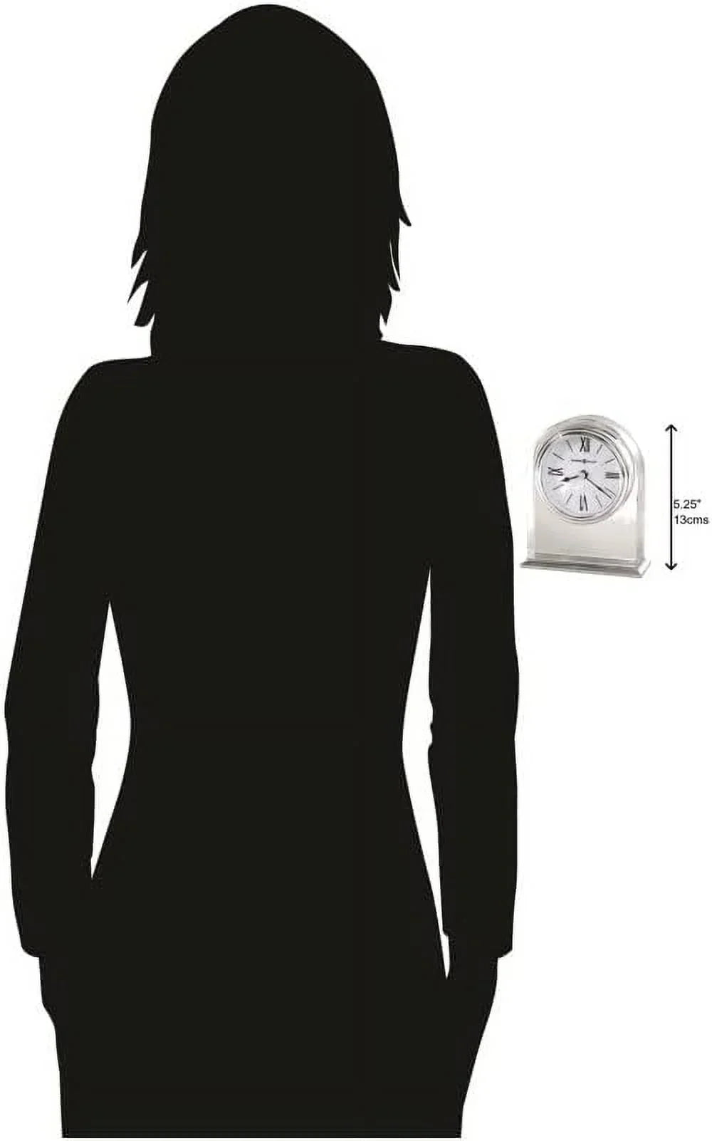Optica Table Clock 645-757 – Crystal Arch, Brushed/Polished Aluminum Base, Silver-Tone Waterfall Bezel, Felt Bottom, Quartz Alarm Movement