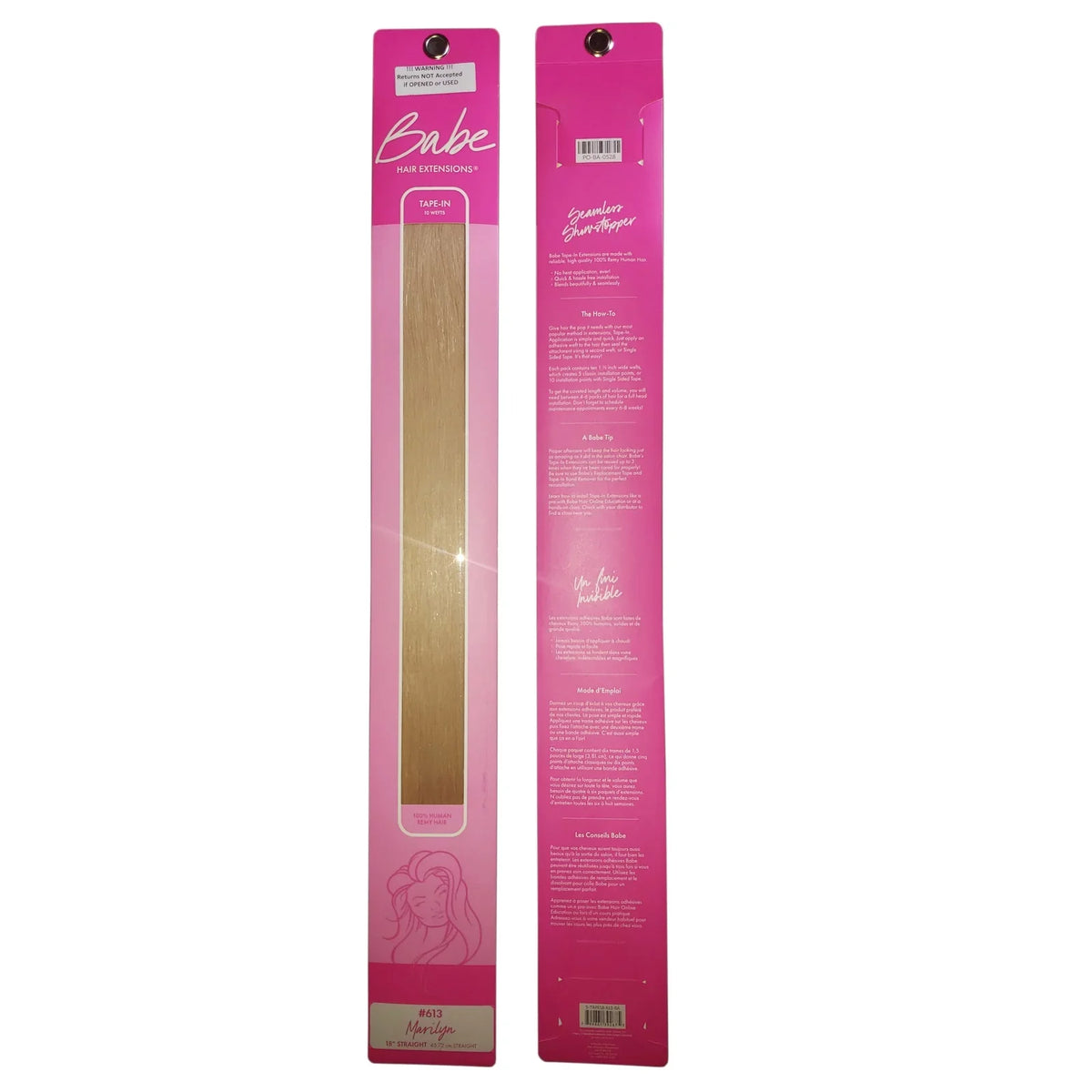 Babe Tape-In 18 Inch Marilyn #613 Hair Extensions 10 Wefts Straight Color