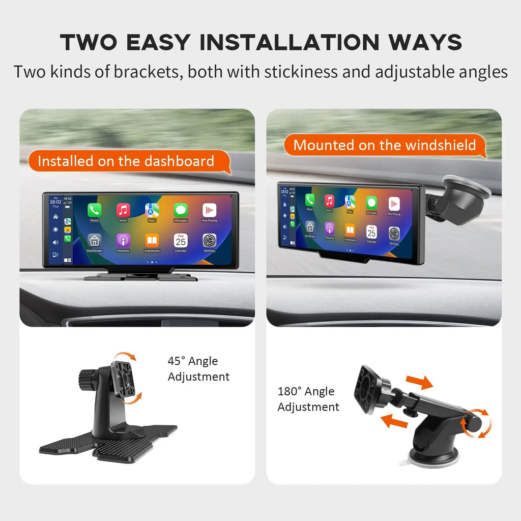 Herilary Wireless Apple Carplay Screen Car Stereo Android Auto Car Play Adapter 10.26" Touch Screen Wireless Carplay with 2.5K Dash Cam, Mirror Link/Siri/Wifi/Bluetooth/Double Din