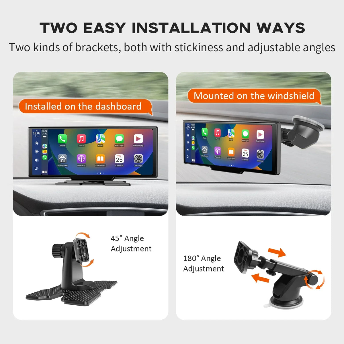 Herilary Wireless Apple Carplay Screen Car Stereo Android Auto Car Play Adapter 10.26" Touch Screen Wireless Carplay with 2.5K Dash Cam, Mirror Link/Siri/Wifi/Bluetooth/Double Din