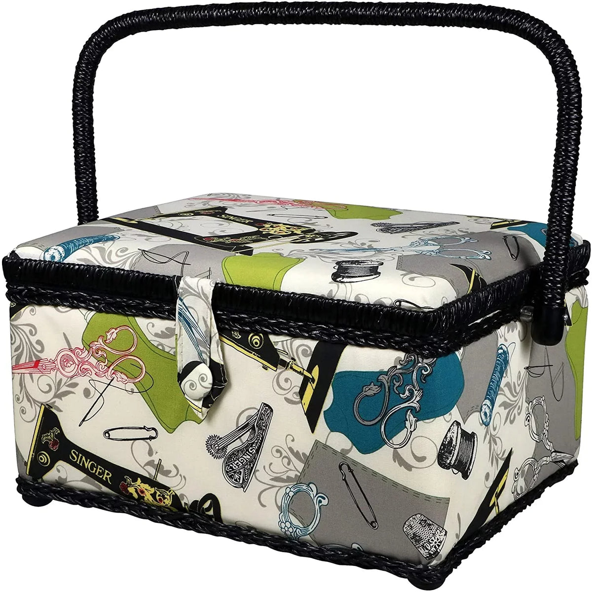 SINGER QuiltPro Sewing Basket Kit, Vintage Print, 127 Pieces