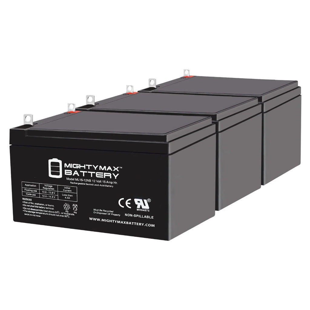ML15-12NB 12V 15AH Replacement Battery Compatible with Evo 500W Electric Scooter - 3 Pack