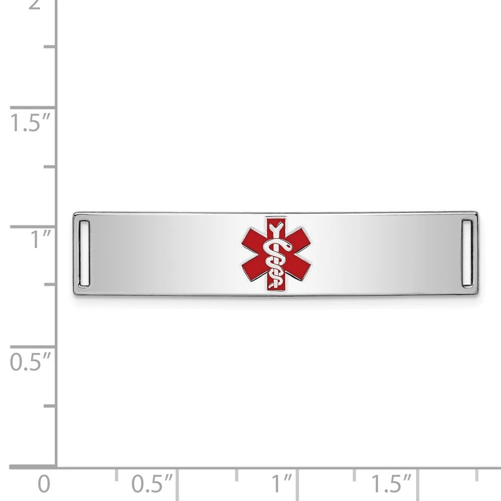 Auriga 925 Sterling Silver Medical Id Plate inch for Bracelet for Women(L- 11inch, W- 43mm)