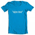 GEEK TEEZ Sips Tea Original Artwork Inspired by Kermit Meme Women's T-shirt Turquoise X-Large