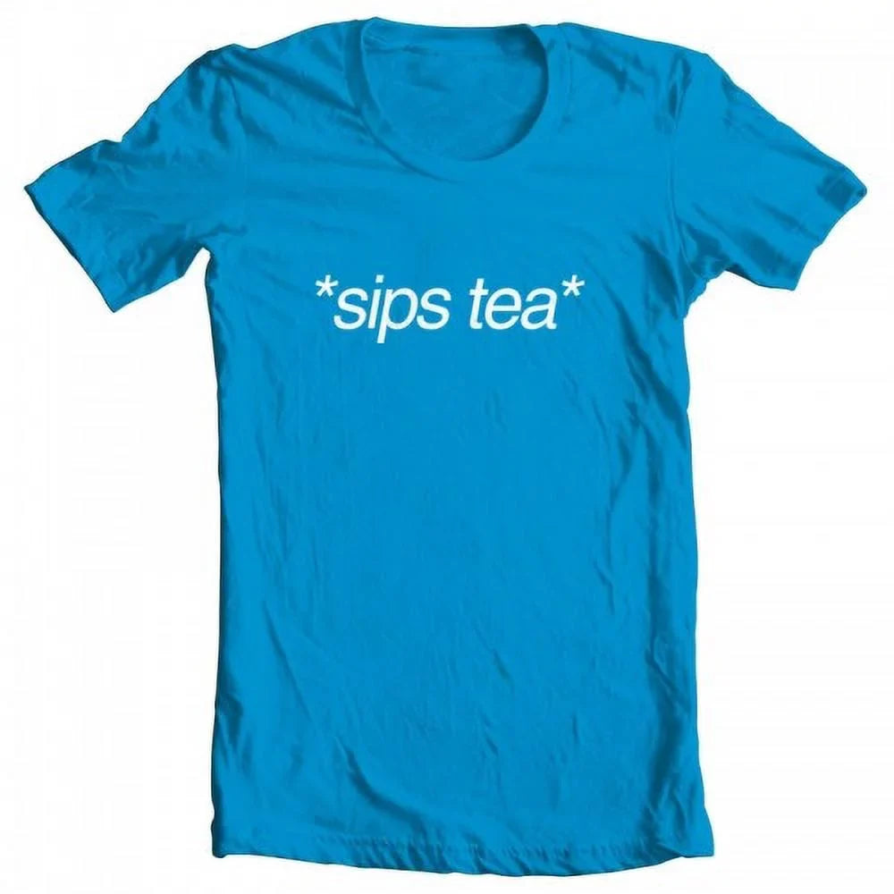 GEEK TEEZ Sips Tea Original Artwork Inspired by Kermit Meme Women's T-shirt Turquoise X-Large