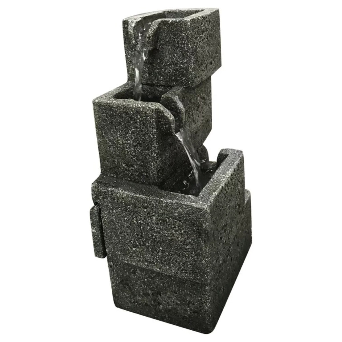 Hi-Line Gifts 11" LED Lighted Concrete Crates Water Tabletop Fountain