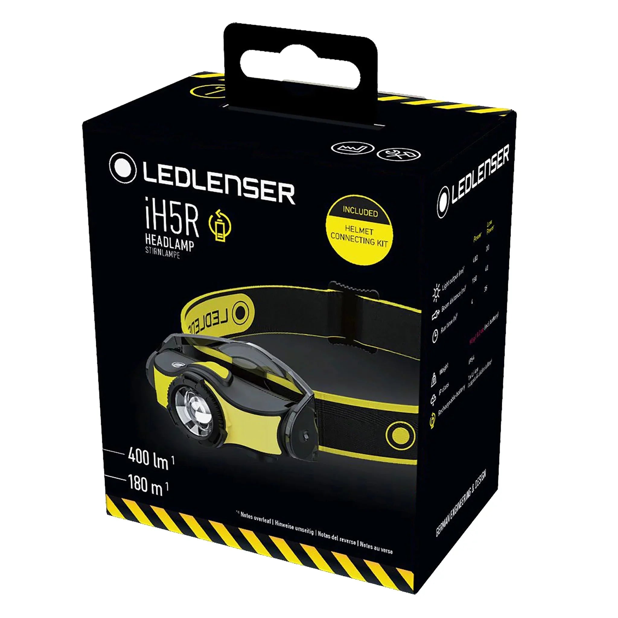 LEDLENSER IH5R High Power LED Headlamp, 400 Lumens, Lightweight, Rechargeable or AA Alkaline Batteries