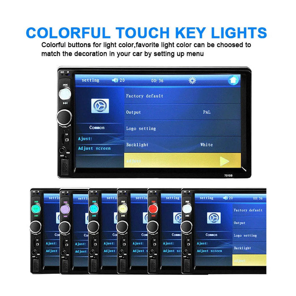 Polarlander Double Din Car Stereo Car Audio 7-inch HD Touch Screen Car radio Player Bluetooth with Multimedia SD USB FM AUX MP5/4/3 Mirror Link Function