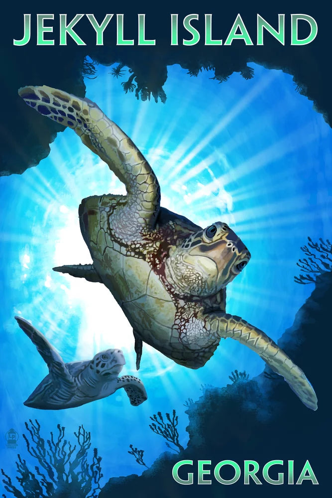 Jekyll Island, Georgia, Sea Turtle Diving (19x27 inches, Premium 500 Piece Jigsaw Puzzle for Adults and Family, Made in USA)