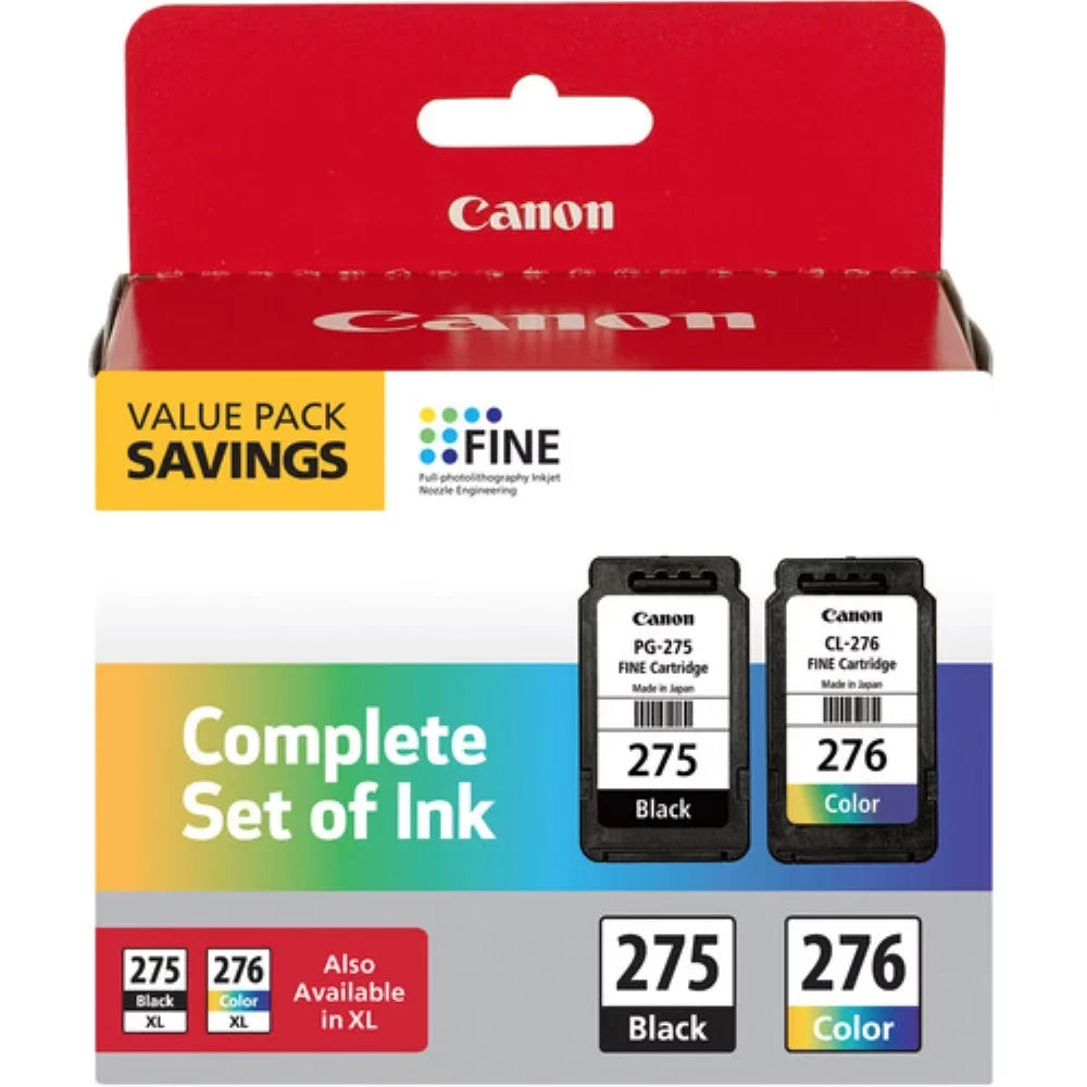 Canon Orginal PG-275/CL-276 Value Pack Complete Set of Ink, Fully Compatible for PG-275XL and CL-276 XL
