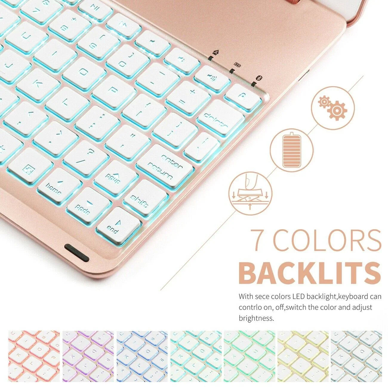 Applicable to the 9th Gen of iPad (2021),(2019) 8th Gen,(2018) 7th Gen , iPad Pro10.5, "Air3 Smart Shell with Bluetooth Backlight Keyboard Protective Sleeve