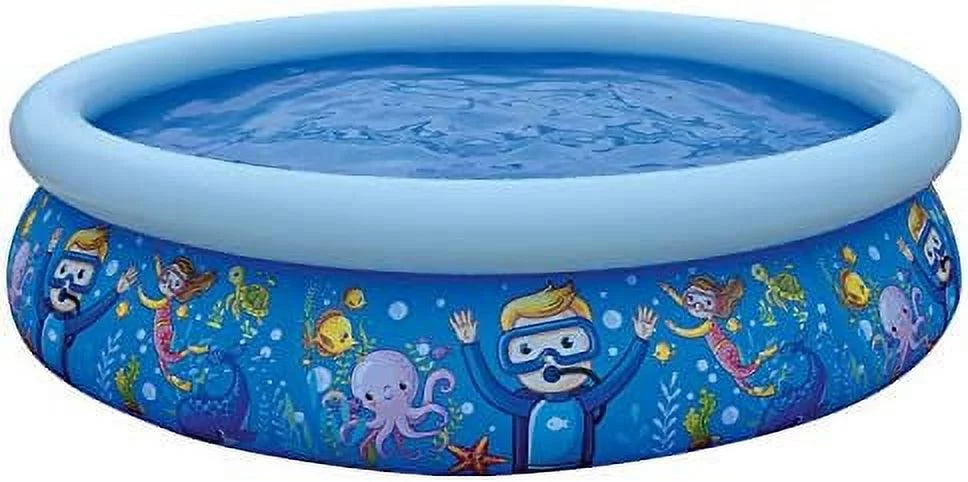17788 sun club 6.75' x 18.5" 2 to 3 person capacity sea world 3d kids above ground inflatable outdoor backyard kiddie swimming pool, navy