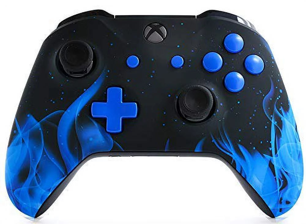 Soft Blue Fire (Matte navy) Xbox One S SMART Custom Rapid Fire Modded Controller. FPS mods. COD Warzone
