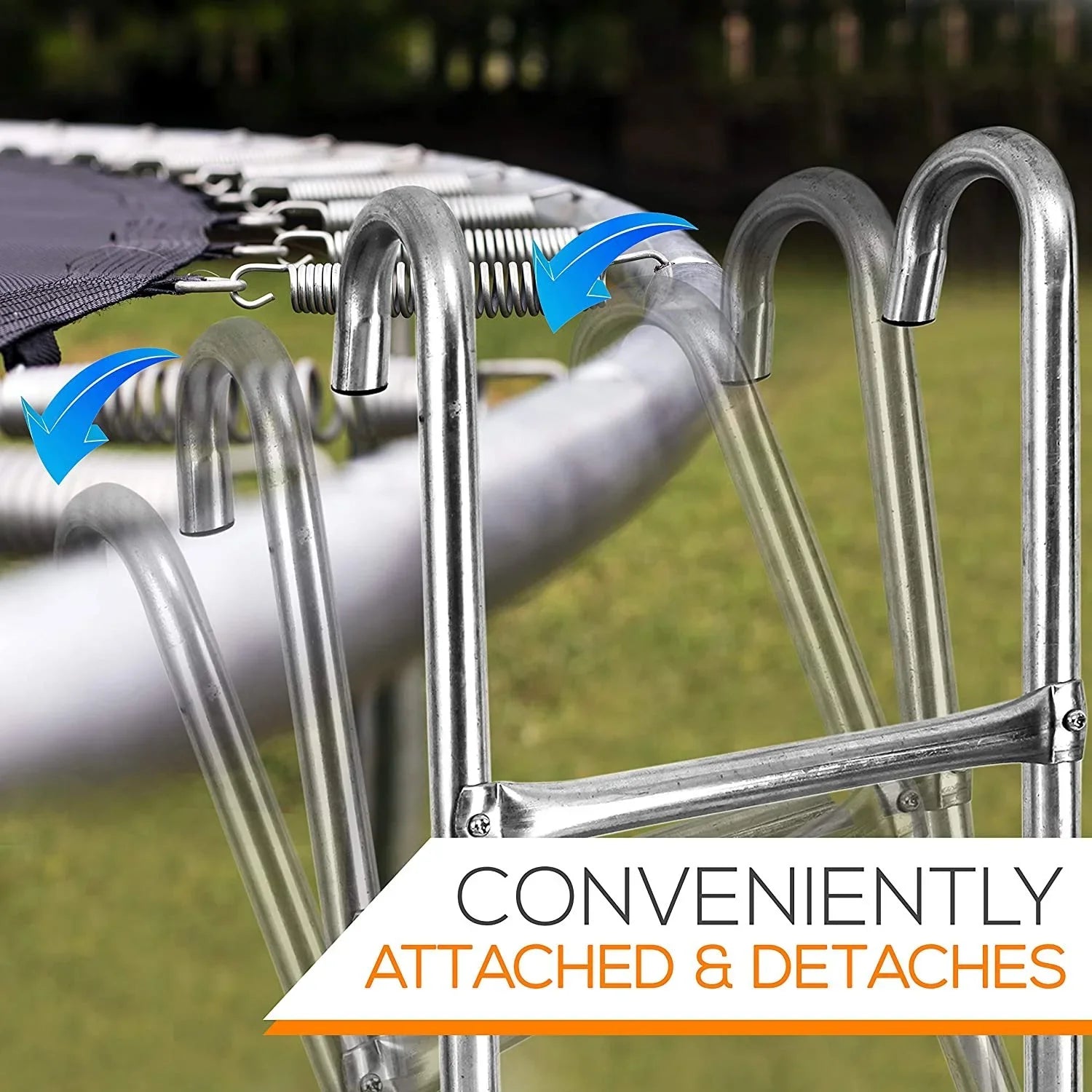 SereneLife 2 Step Weather Resistant Galvanized Steel Trampoline Access Climbing Ladder - 4.7 inch.