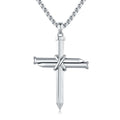 Midir&Etain Cross Necklace for Men Boys 925 Sterling Silver Nail Cross Pendant Necklace Solid Cross Charm Christian Jewelry Religious Graduation Gifts