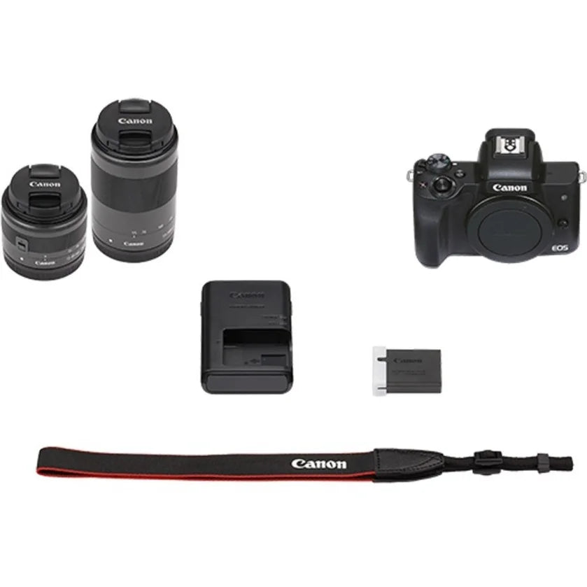Canon EOS M50 Mark II 24.1 Megapixel Mirrorless Camera with Lens, 0.59", 1.77", Black
