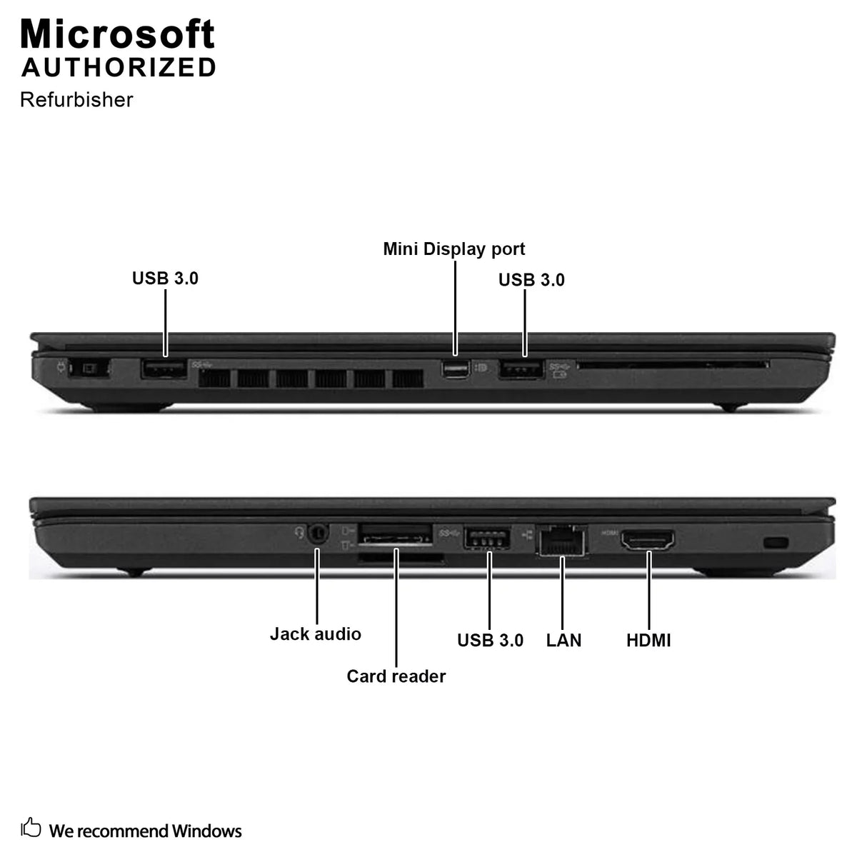 Used Grade A Lenovo ThinkPad T460 14" Laptop, Intel Core I5-6300U up to 3.0G, 8G DDR3L, 500G, miniDP, HDMI, USB 3.0, W10P64-Multi Languages Support (EN/ES/FR)