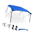 Unique Bargains 600D 4 Bow 8"Lx54"Hx79"-84"W Bimini Top Stainless Steel Deck Hinges Blue