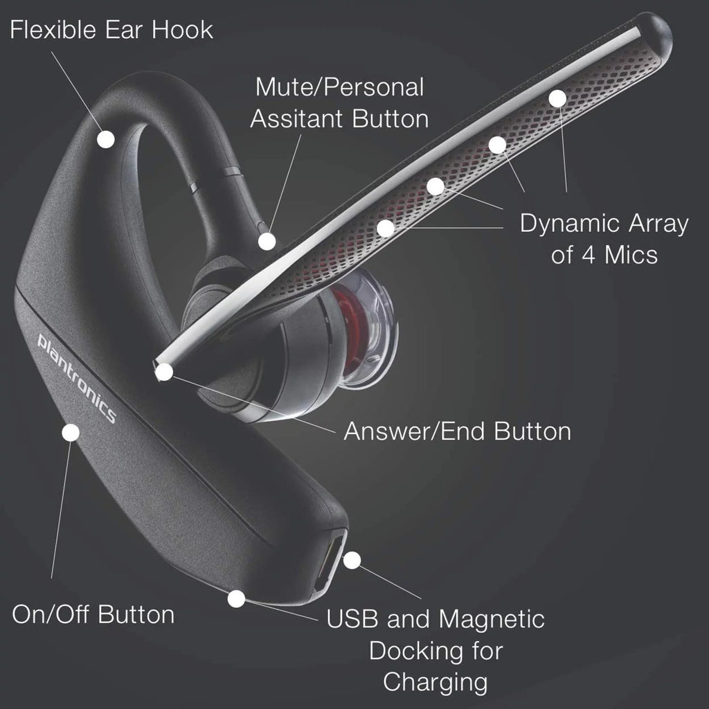 Plantronics Voyager 5200-UC Bluetooth Headset - 206110-01 - Compatible with Smartphones, PC, MaC, Softphones, Tablets