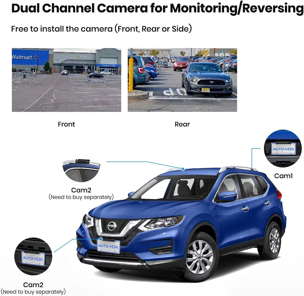 AUTO-VOX TW1 Solar Wireless Backup Camera for Trucks, 5Mins DIY Installation, 5'' Monitor Night Vision Back Up Camera Systems for Car