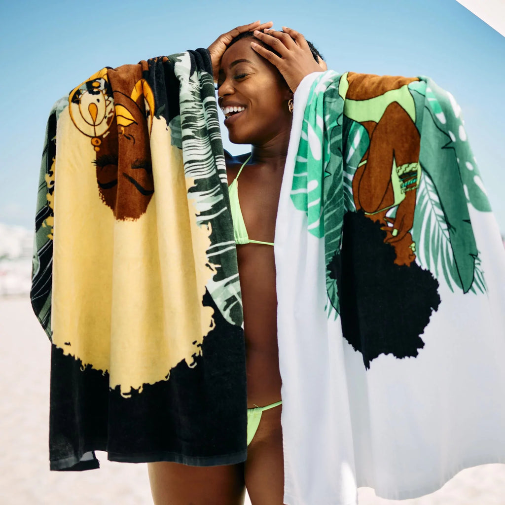 Pardon My Fro Ziggy Large Plush Cotton Beach Towel for Women, 30" x 60", 1 Piece