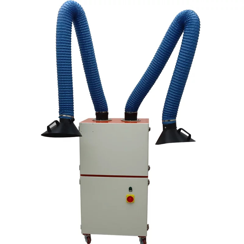 EQCOTWEA Mobile Welding Smoke Purifier Double Arm Welding Fume Smoke Dust Extractor 220V